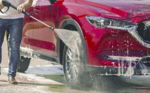 Washing a car ready for summer journeys